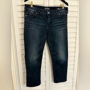 Silver Jeans Tuesday Fluid Denim Dark Indigo Cropped Jeans Size 34